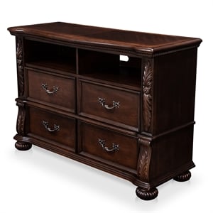 Furniture of America Eleo Traditional Wood 4-Drawer Media Chest in Brown Cherry
