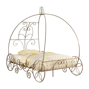 furniture of america heiress traditional metal carriage bed in champagne