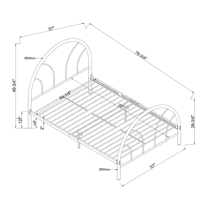 Furniture of America Beasley Contemporary Metal Platform Full Bed in Green