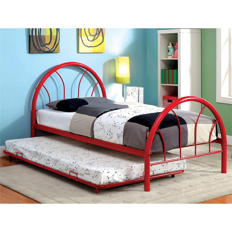 Furniture Of America Beasley Contemporary Metal Full Bed In Red Idf 7712rd F