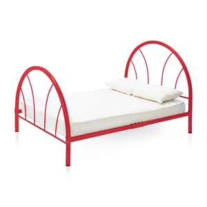 furniture of america capelli transitional metal arch spindle bed in red