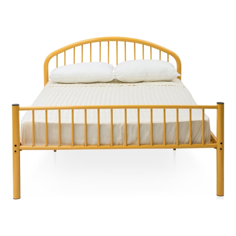 Furniture of America Capelli Contemporary Metal Slat Full Panel Bed in Orange