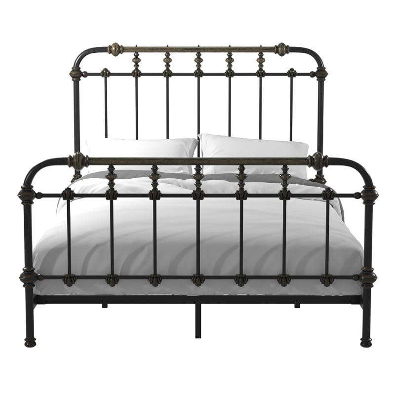 Furniture of America Cecil Transitional Metal Bed King Spindle in Antique Black