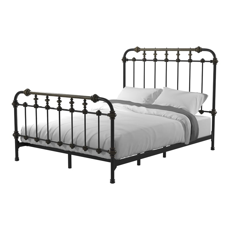 Furniture of America Cecil Transitional Metal Full Spindle Bed in Antique Black