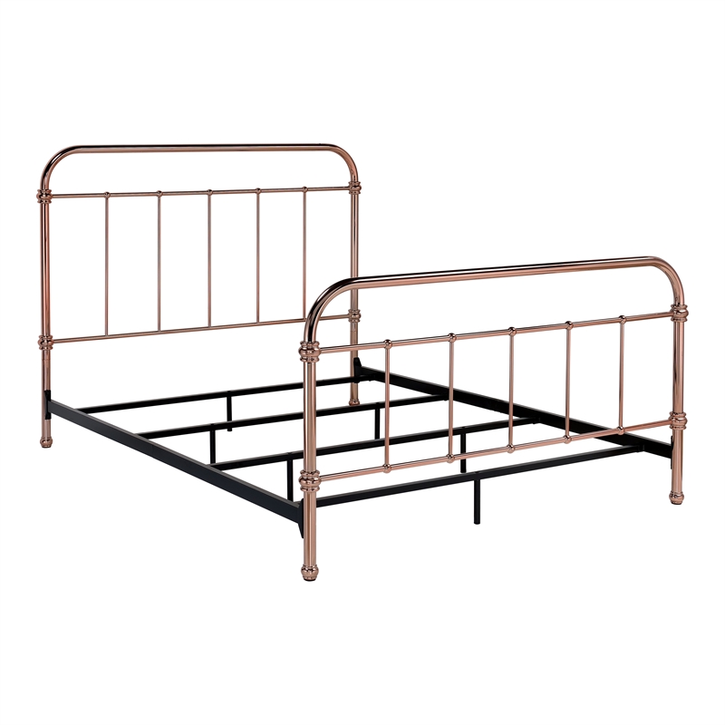 Furniture of America Gracie Contemporary Metal California King Bed in Rose Gold