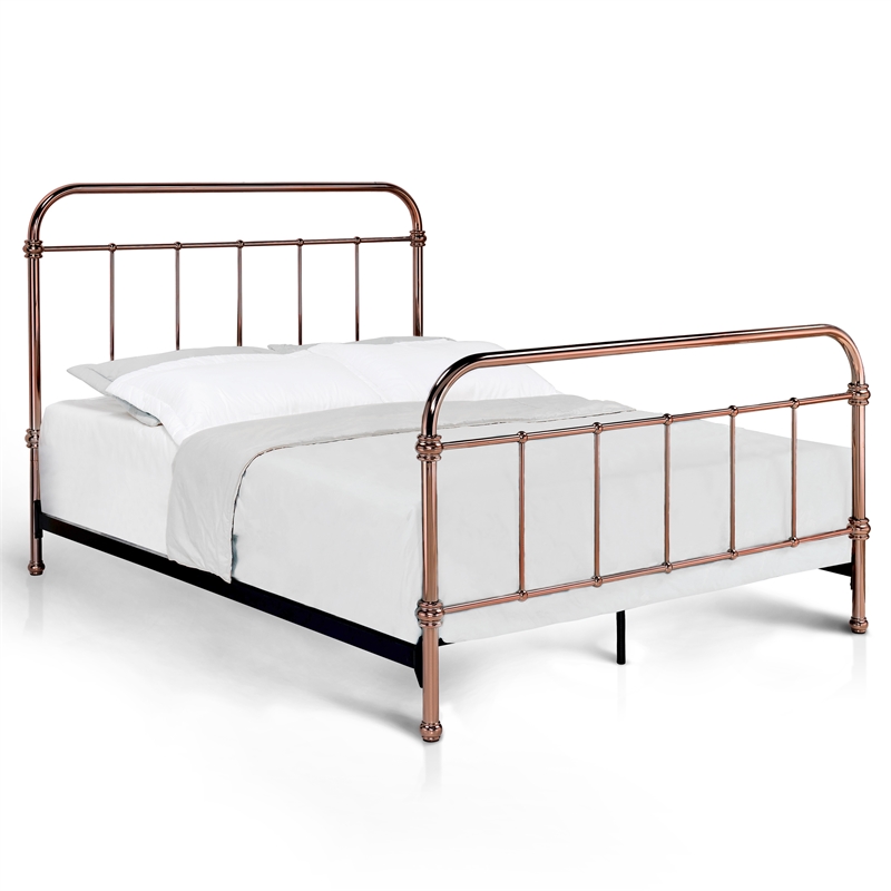 Furniture of America Gracie Contemporary Metal California King Bed in Rose Gold