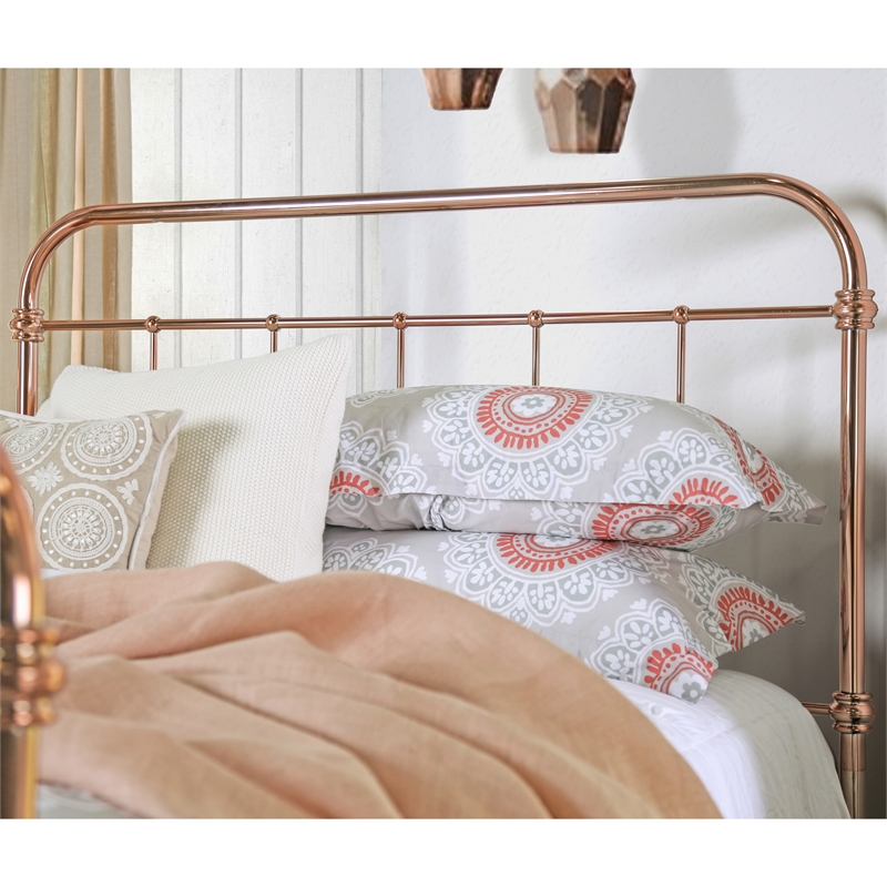 Furniture of America Gracie Contemporary Metal California King Bed in Rose Gold