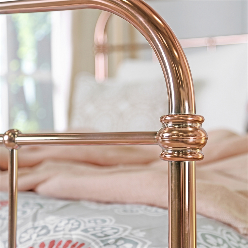 Furniture of America Gracie Contemporary Metal California King Bed in Rose Gold