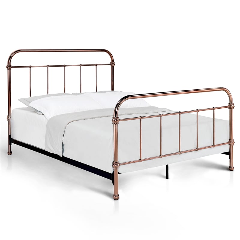 Furniture of America Gracie Contemporary Metal King Bed in Rose Gold