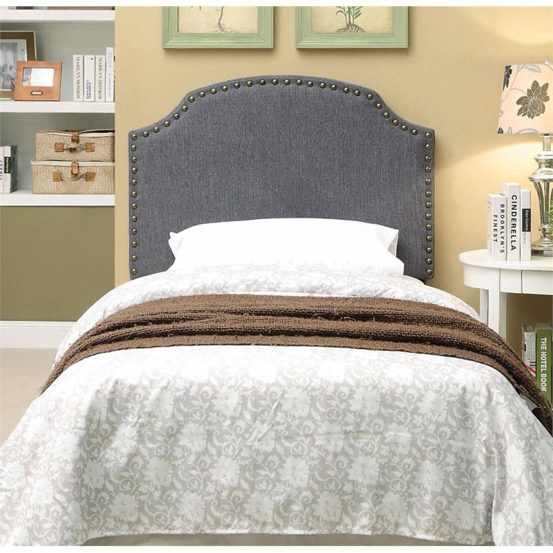 Furniture of America Davos Fabric Upholstered Twin Headboard in Gray