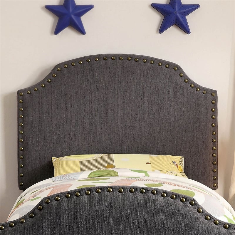 Furniture of America Davos Fabric Upholstered Twin Headboard in Gray