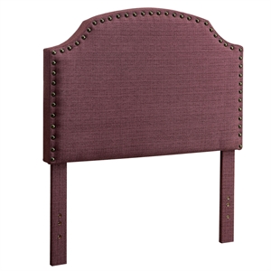 furniture of america davos nailhead trim fabric upholstered headboard in purple