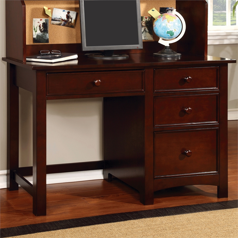 Furniture of America Dimanche Transitional Solid Wood Desk in Cherry