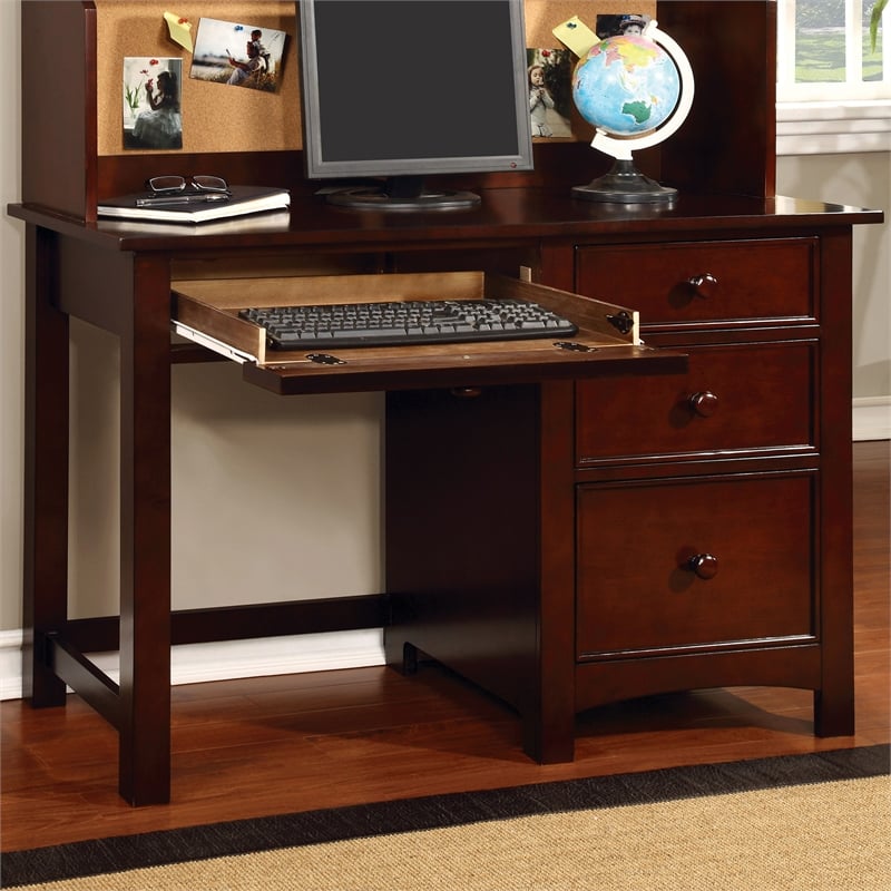 Furniture of America Dimanche Transitional Solid Wood Desk in Cherry