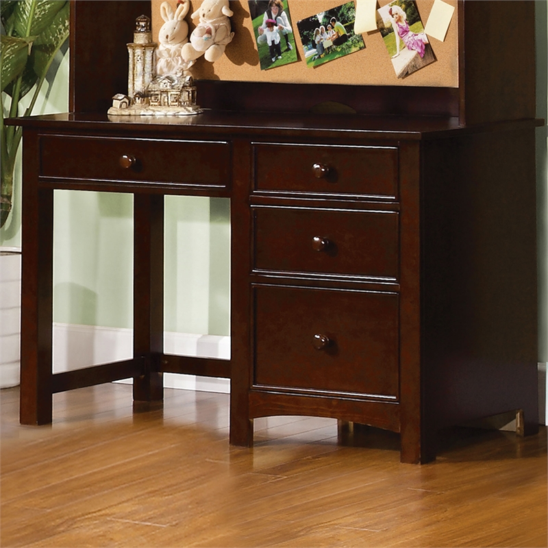 Furniture of America Dimanche Transitional Solid Wood Desk in Dark Walnut