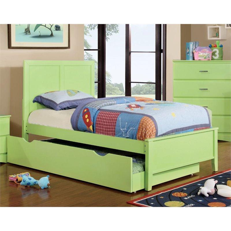 Furniture Of America Lupin Contemporary Twin Panel Bed In Pistachio Green