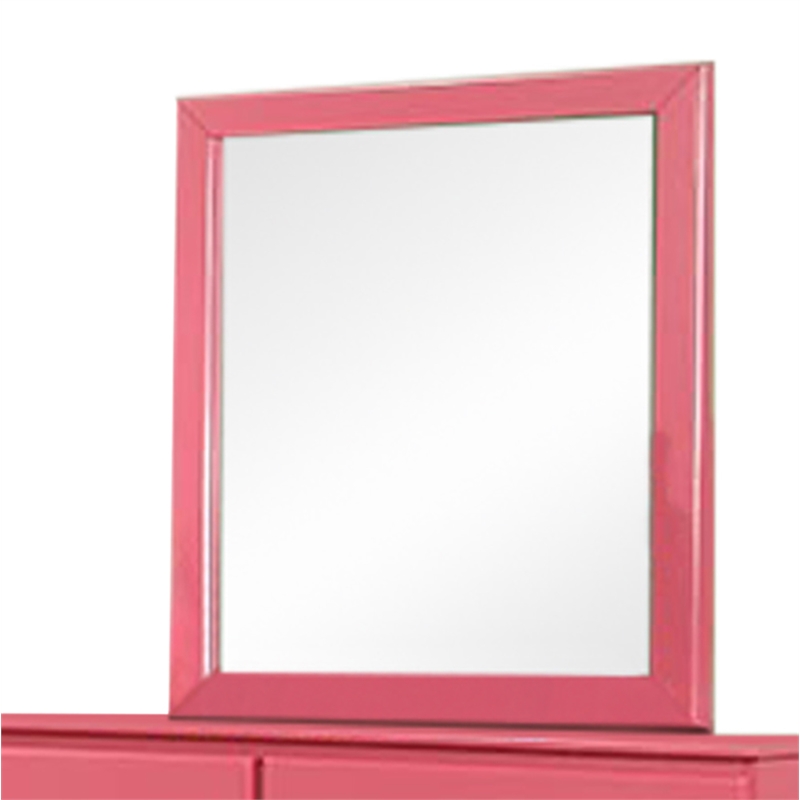 Furniture of America Lupin Transitional Solid Wood Mirror in Raspberry Pink