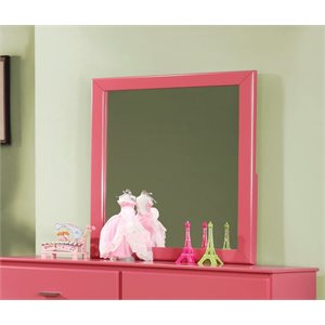 furniture of america lupin transitional solid wood mirror in raspberry pink