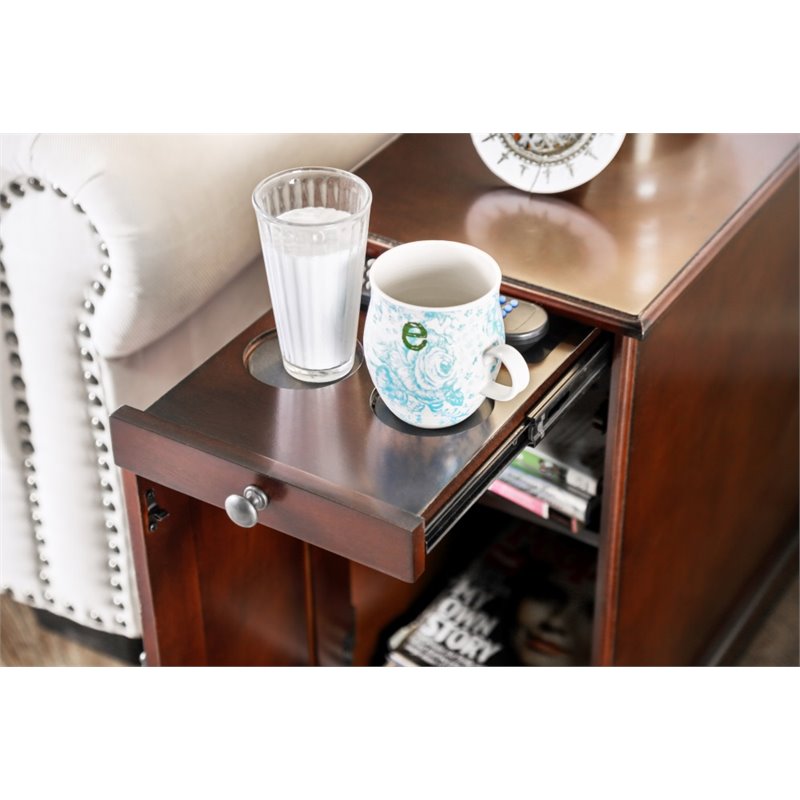 Furniture of America Daren I Transitional Wood Storage End Table in Cherry