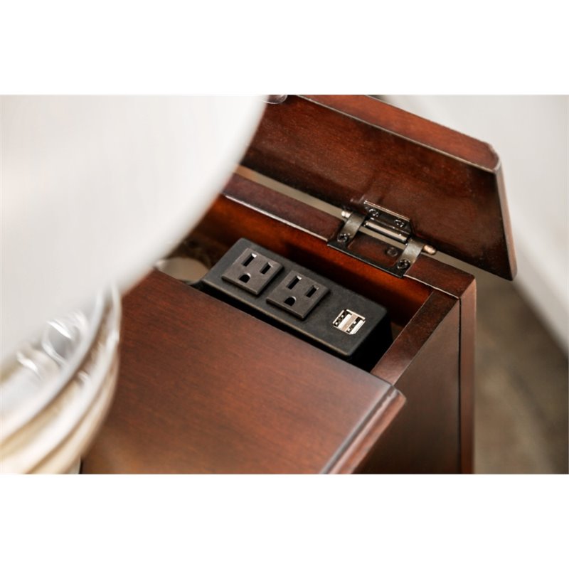 Furniture of America Daren I Transitional Wood Storage End Table in Cherry