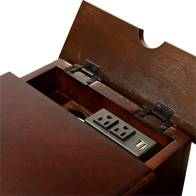 Furniture of America Daren I Transitional Wood Storage End Table in Cherry