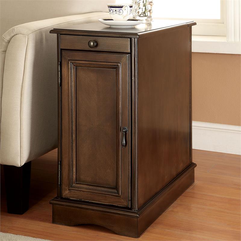 Furniture of America Daren I Transitional Wood Storage End Table in Cherry