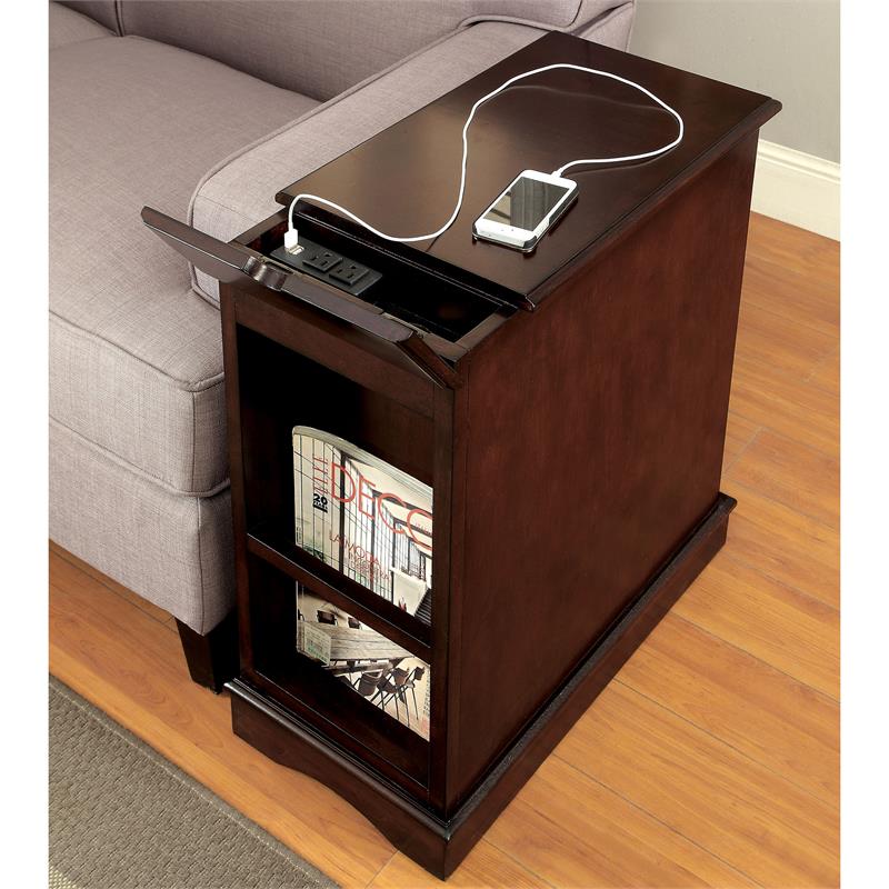 Furniture of America Daren I Transitional Wood Storage End Table in