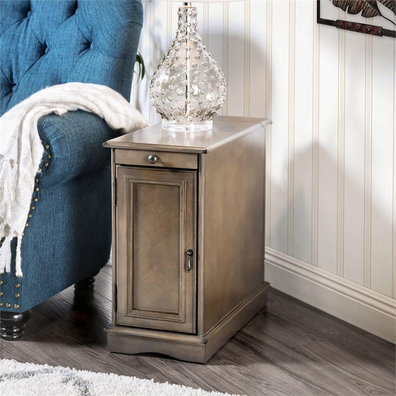Furniture of America Daren I Transitional Storage End Table in Antique Brown