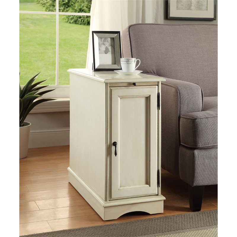 Furniture of America Daren II Transitional Wood 1-Cabinet End Table in White