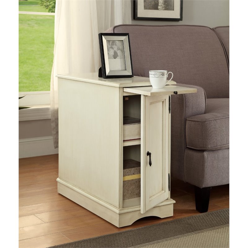 Furniture of America Daren II Transitional Wood 1-Cabinet End Table in White