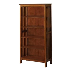 Furniture of America Davis Wood 5-Shelf Bookcase in Antique Oak