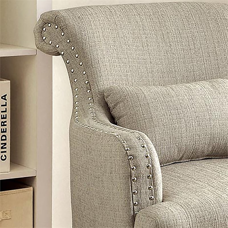 Furniture of America Gabe Contemporary Fabric Upholstered Accent Chair in Beige
