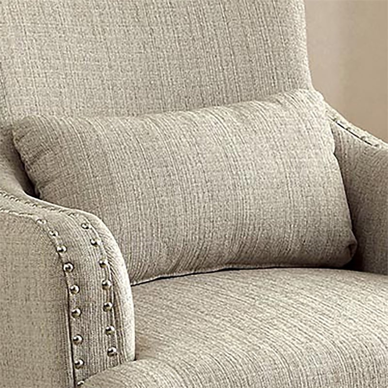 Furniture of America Gabe Contemporary Fabric Upholstered Accent Chair in Beige