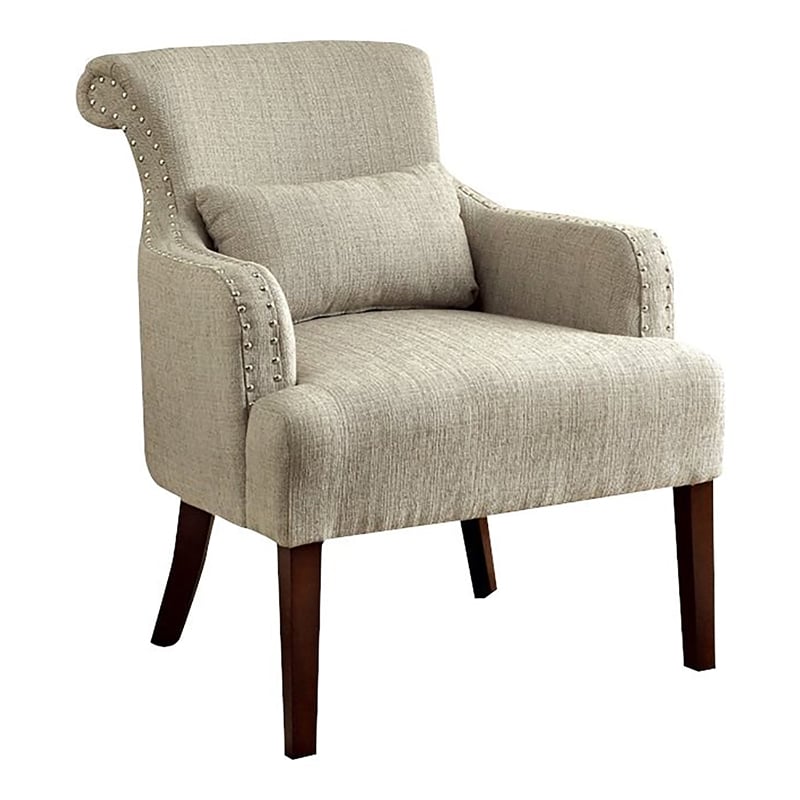 Furniture of America Gabe Contemporary Fabric Upholstered Accent Chair in Beige