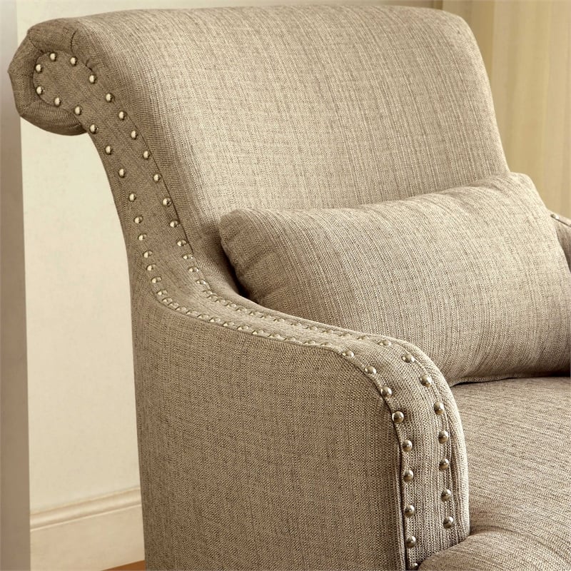 Furniture of America Gabe Contemporary Fabric Upholstered Accent Chair in Beige