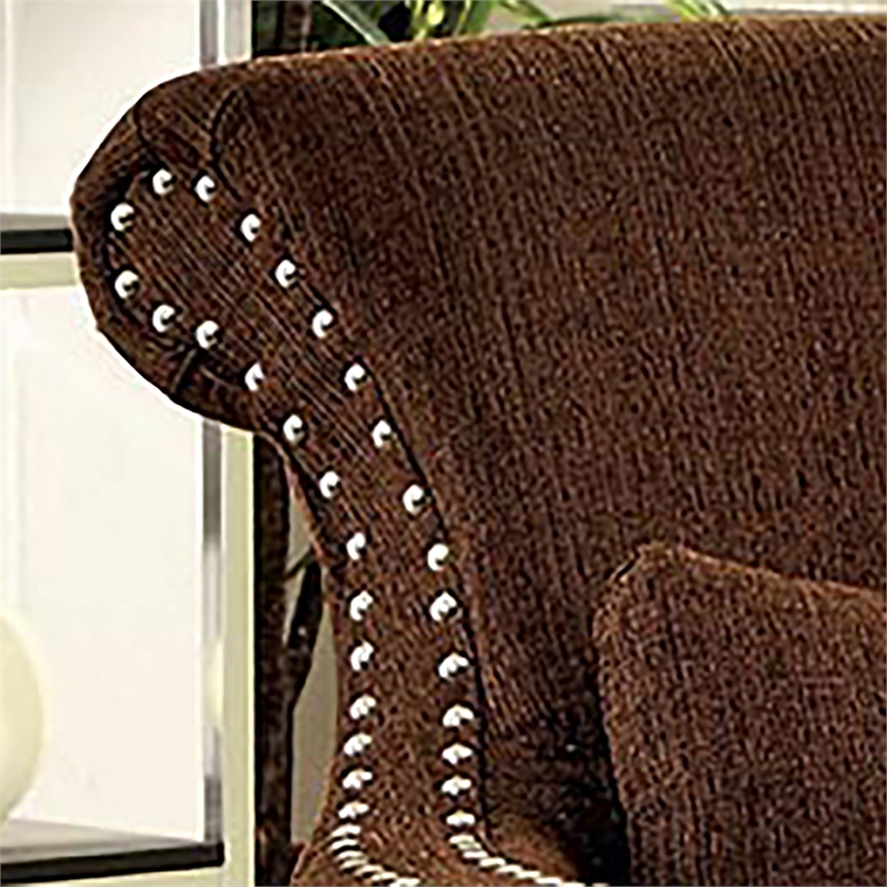 Furniture of America Gabe Contemporary Fabric Upholstered Accent Chair in Brown