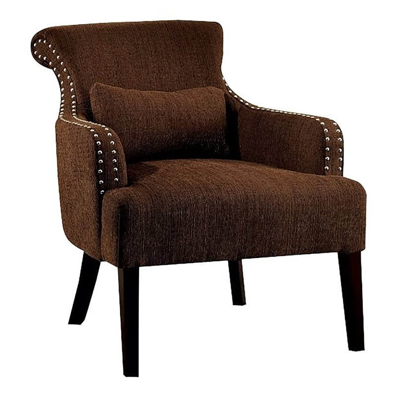 Furniture of America Gabe Contemporary Fabric Upholstered Accent Chair in Brown