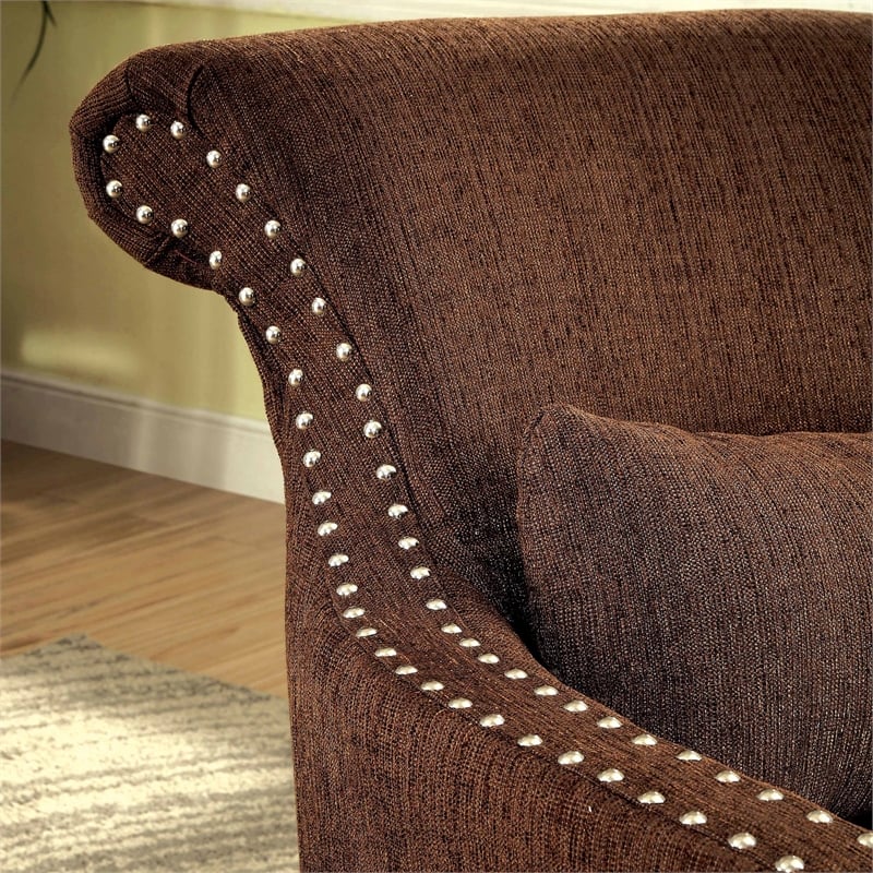 Furniture of America Gabe Contemporary Fabric Upholstered Accent Chair in Brown