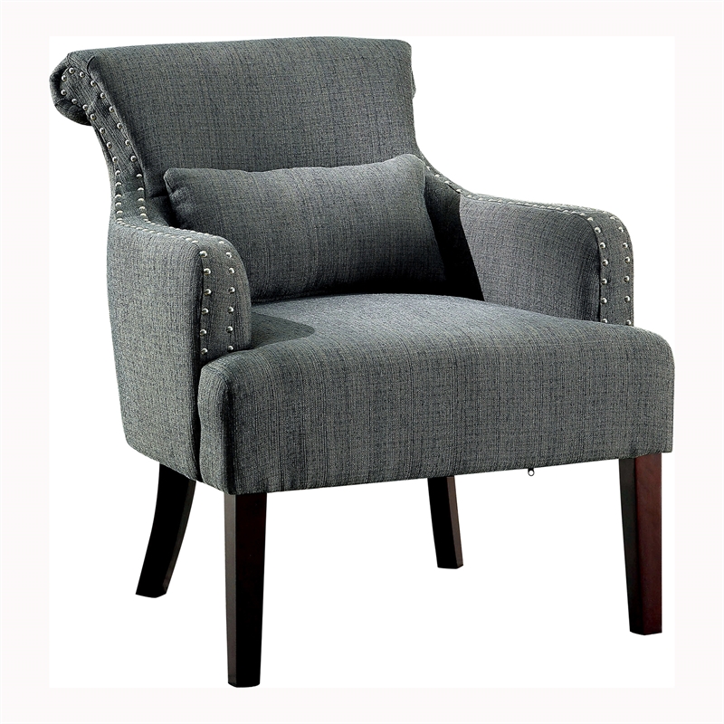 Furniture of America Gabe Contemporary Fabric Upholstered Accent Chair in Gray