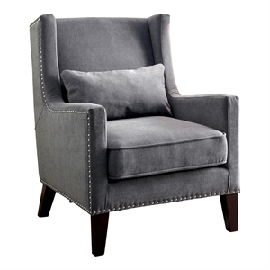 Furniture of America Franklin Fabric Wingback Nailhead Accent Chair in Gray