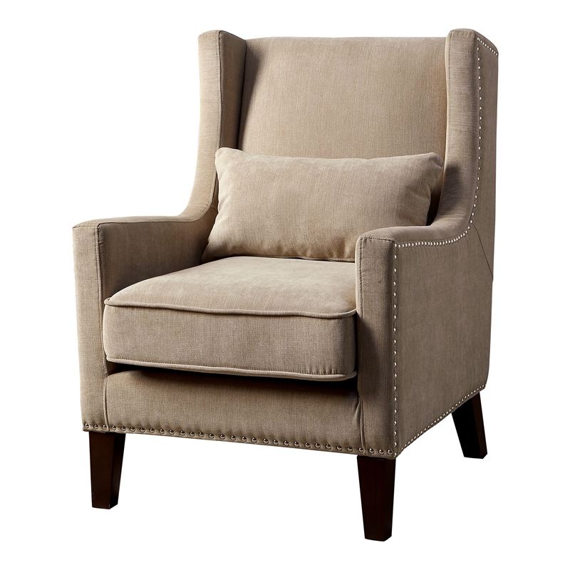 Furniture Of America Franklin Fabric Wingback Nailhead Accent Chair In