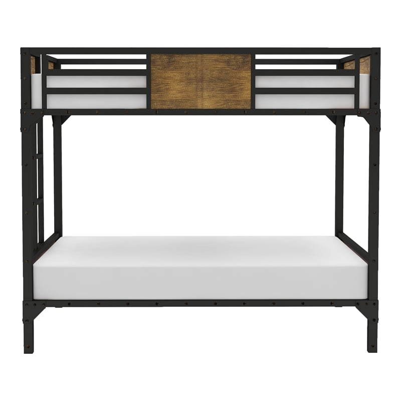 Furniture of America Baron Metal Full over Full Bunk Bed in Black