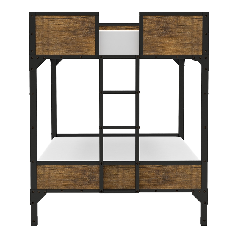 Furniture of America Baron Metal Full over Full Bunk Bed in Black