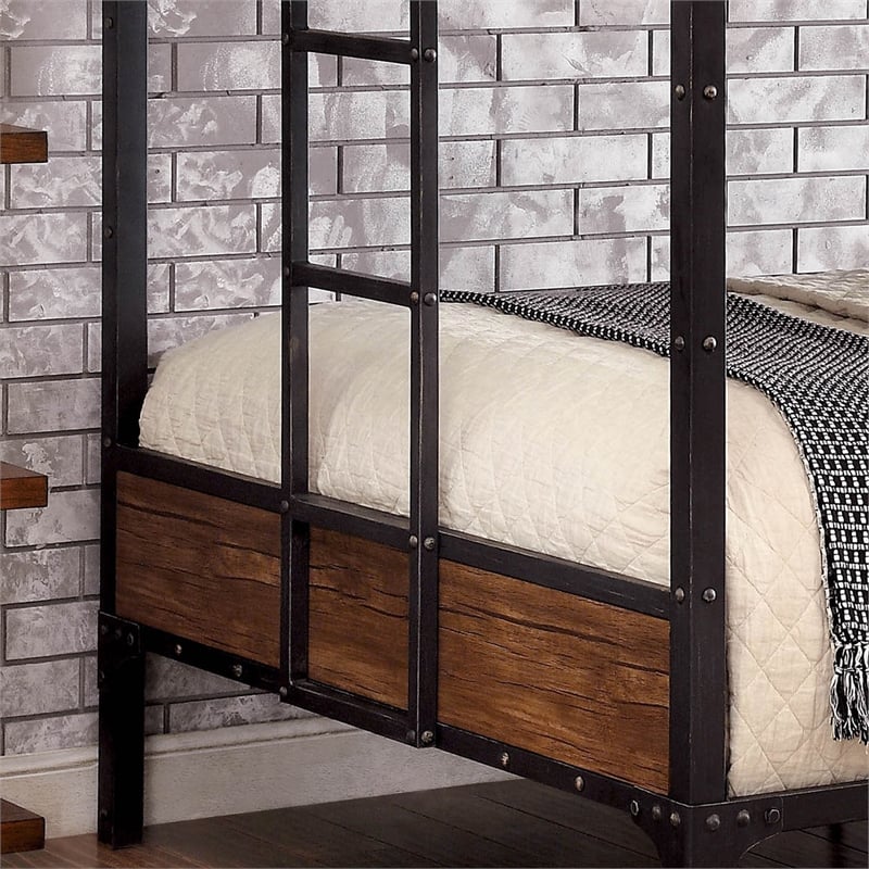 Furniture of America Baron Metal Full over Full Bunk Bed in Black