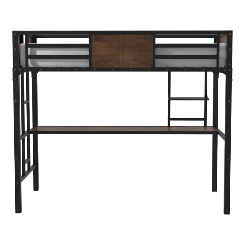Furniture of America Baron Metal Twin over Workstation Bunk Bed in Black