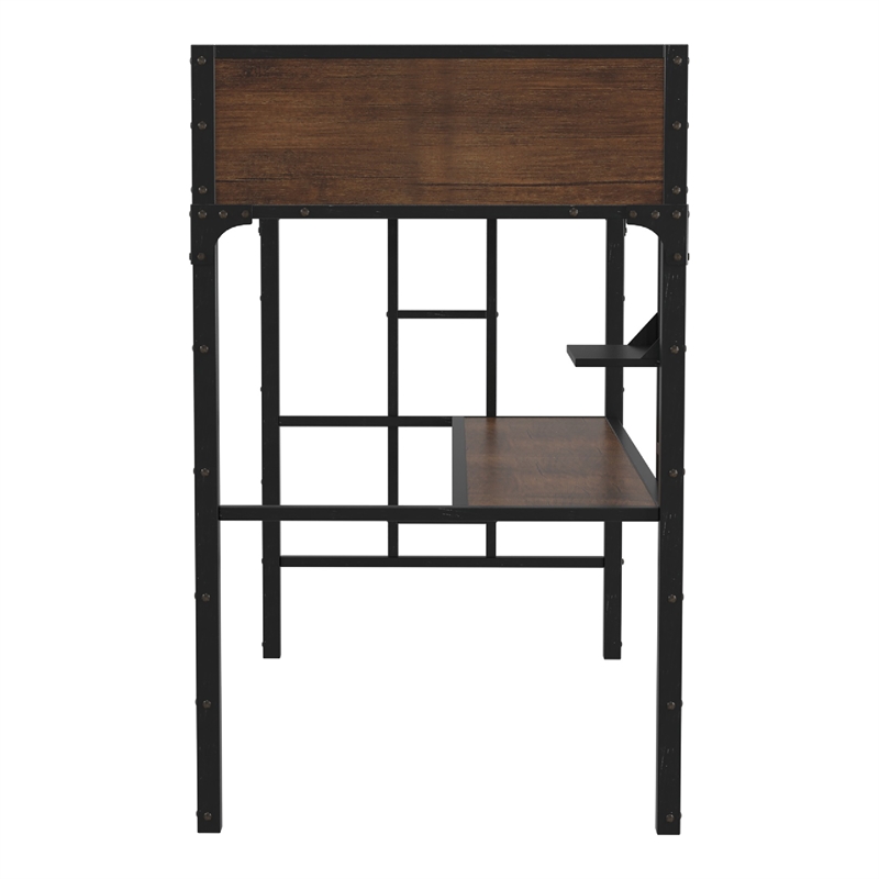 Furniture of America Baron Metal Twin over Workstation Bunk Bed in Black