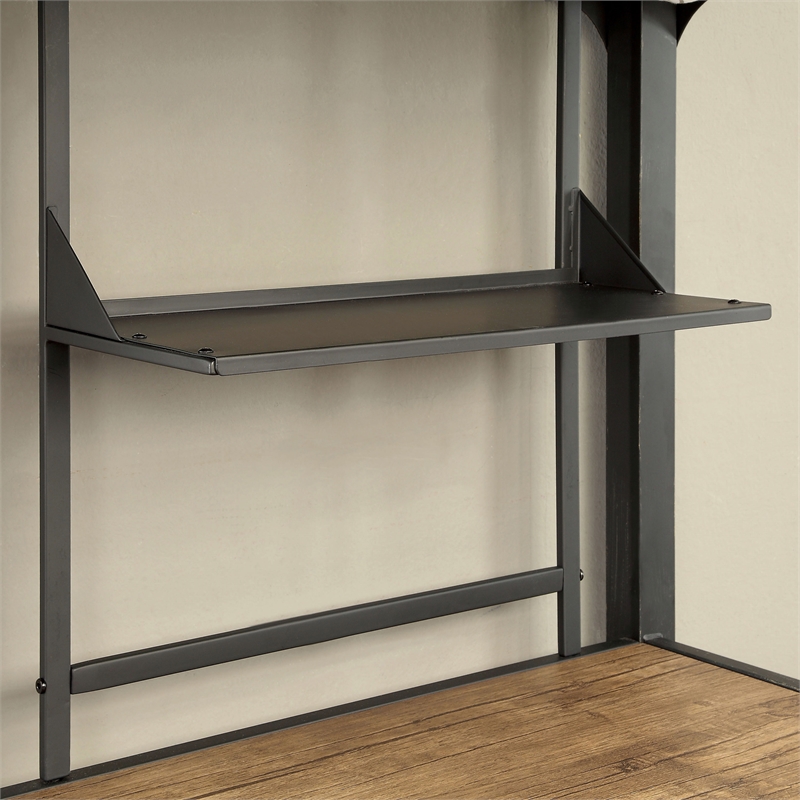 Furniture of America Baron Metal Twin over Workstation Bunk Bed in Black