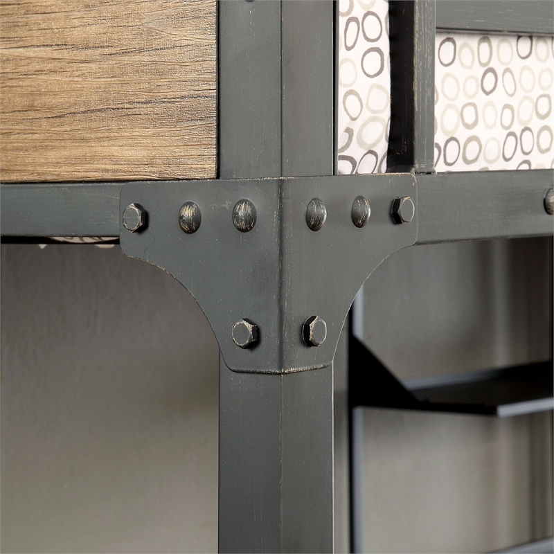 Furniture of America Baron Metal Twin over Workstation Bunk Bed in Black