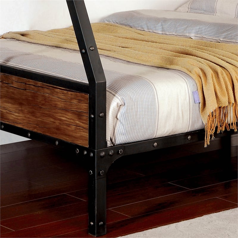 Furniture of America Baron Metal Twin over Full Bunk Bed in Black