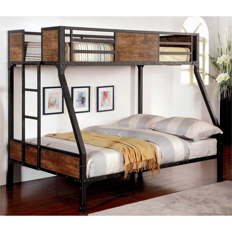 Furniture of America Baron Metal Twin over Full Bunk Bed in Black